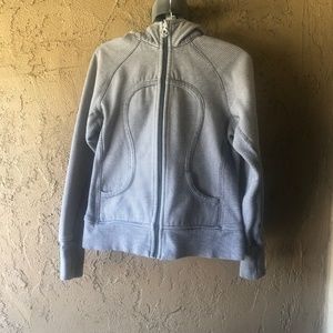 Lululemon Gray & White Scuba Hoodie Sweatshirt